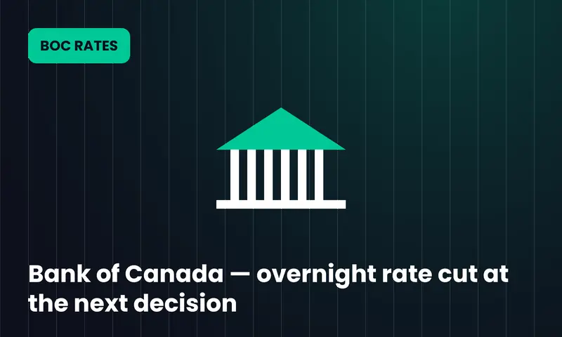 Bank of Canada — overnight rate cut at the next decision